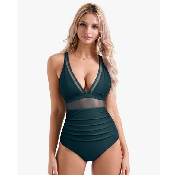Sexy Mesh Tummy Control Swimsuit Push Up High Waisted Bathing Suit - XL - Picture 2 of 8